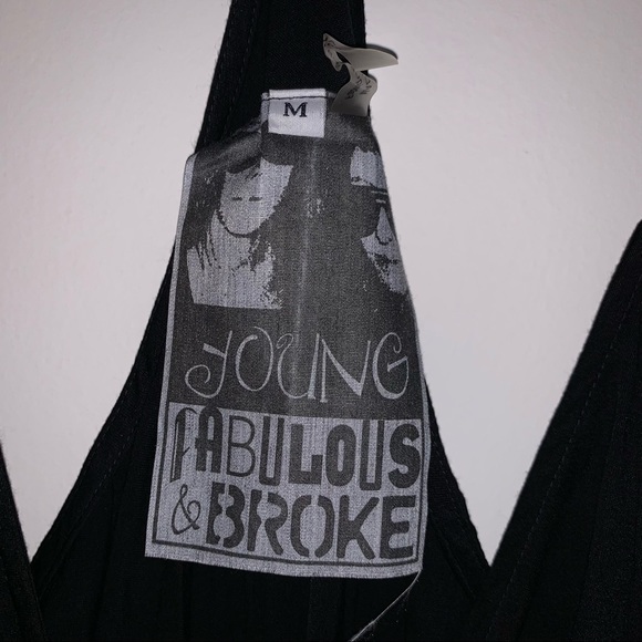 Young Fabulous & Broke Wide Leg Elastic Waist Jumpsuit In Black Size Medium - Picture 3 of 5